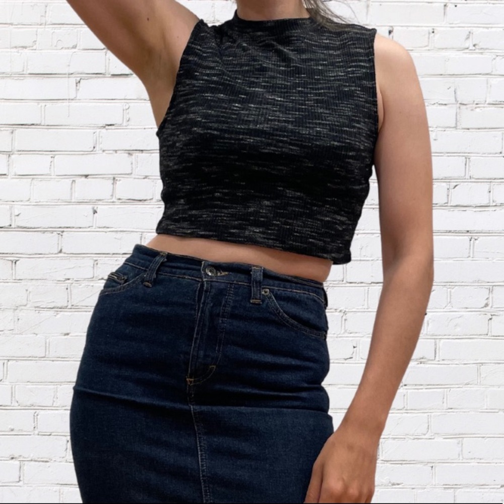 Black Heather - Wilfred Free Aritzia High Neck Crop Tank - Knit